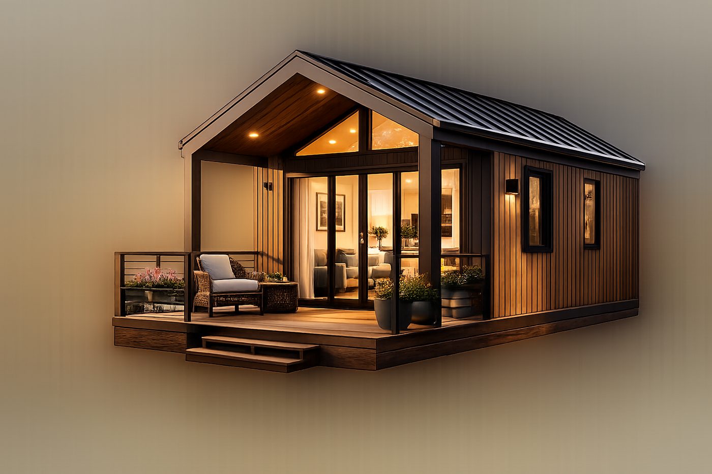 Gable-roof tiny home exterior